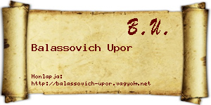 Balassovich Upor névjegykártya
